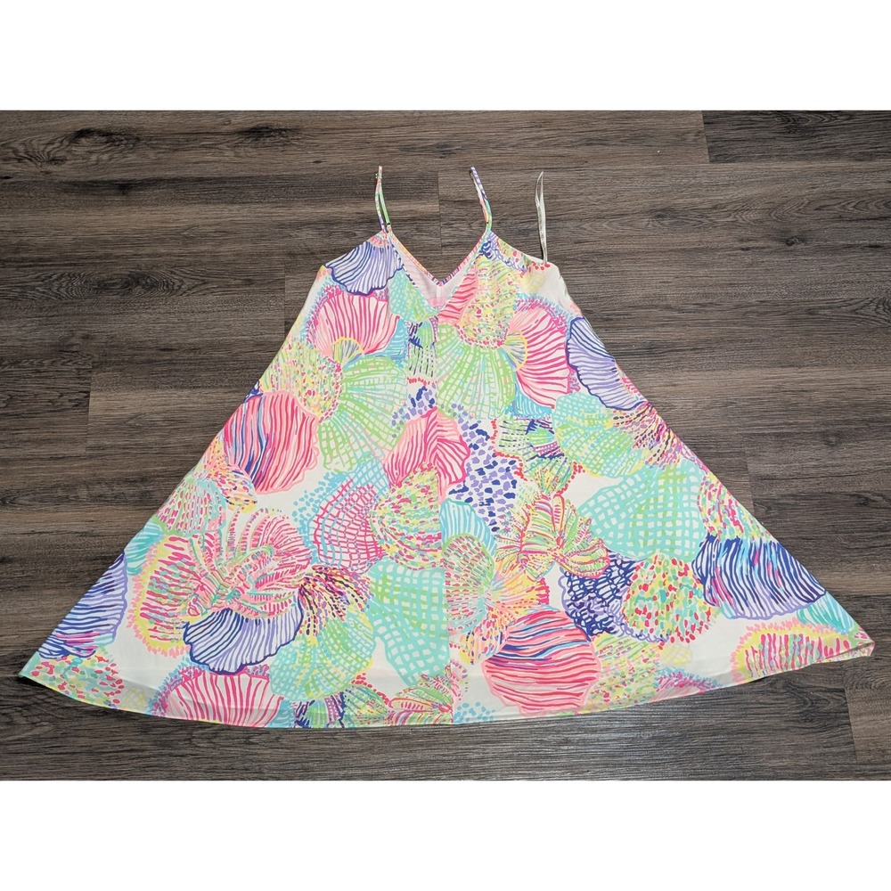 Lilly Pulitzer Clara Multi Roar Of the Seas Asymmetric Hem Slip Dress Size Small